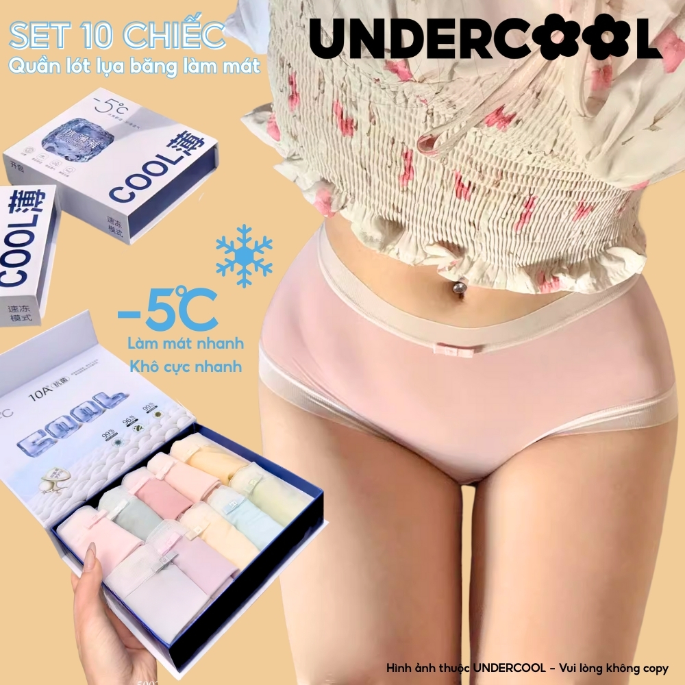 Combo 10 Quần Lót Nữ Ice Silk Siêu Mỏng Mát Lạnh UNDERCOOL, Đáy Cotton 100%, Co Giãn 4 Chiều Thoáng Khí CB - QL73