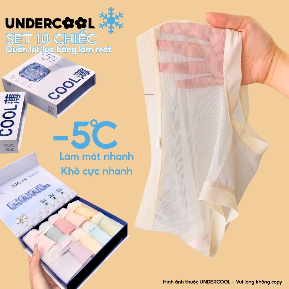 Combo 10 Quần Lót Nữ Ice Silk Siêu Mỏng Mát Lạnh UNDERCOOL, Đáy Cotton 100%, Co Giãn 4 Chiều Thoáng Khí CB - QL73