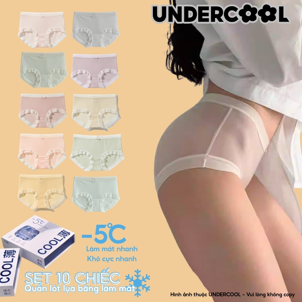 Combo 10 Quần Lót Nữ Ice Silk Siêu Mỏng Mát Lạnh UNDERCOOL, Đáy Cotton 100%, Co Giãn 4 Chiều Thoáng Khí CB - QL73