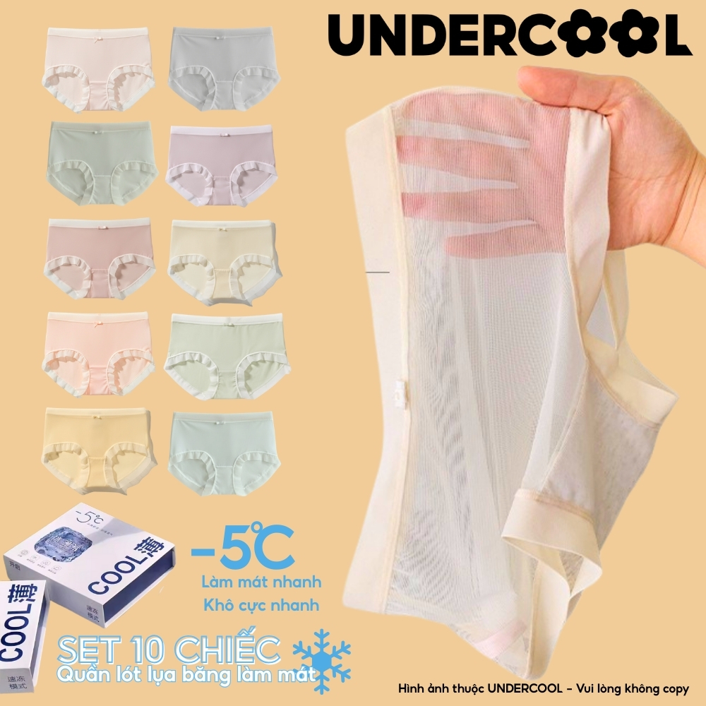 Combo 10 Quần Lót Nữ Ice Silk Siêu Mỏng Mát Lạnh UNDERCOOL, Đáy Cotton 100%, Co Giãn 4 Chiều Thoáng Khí CB - QL73
