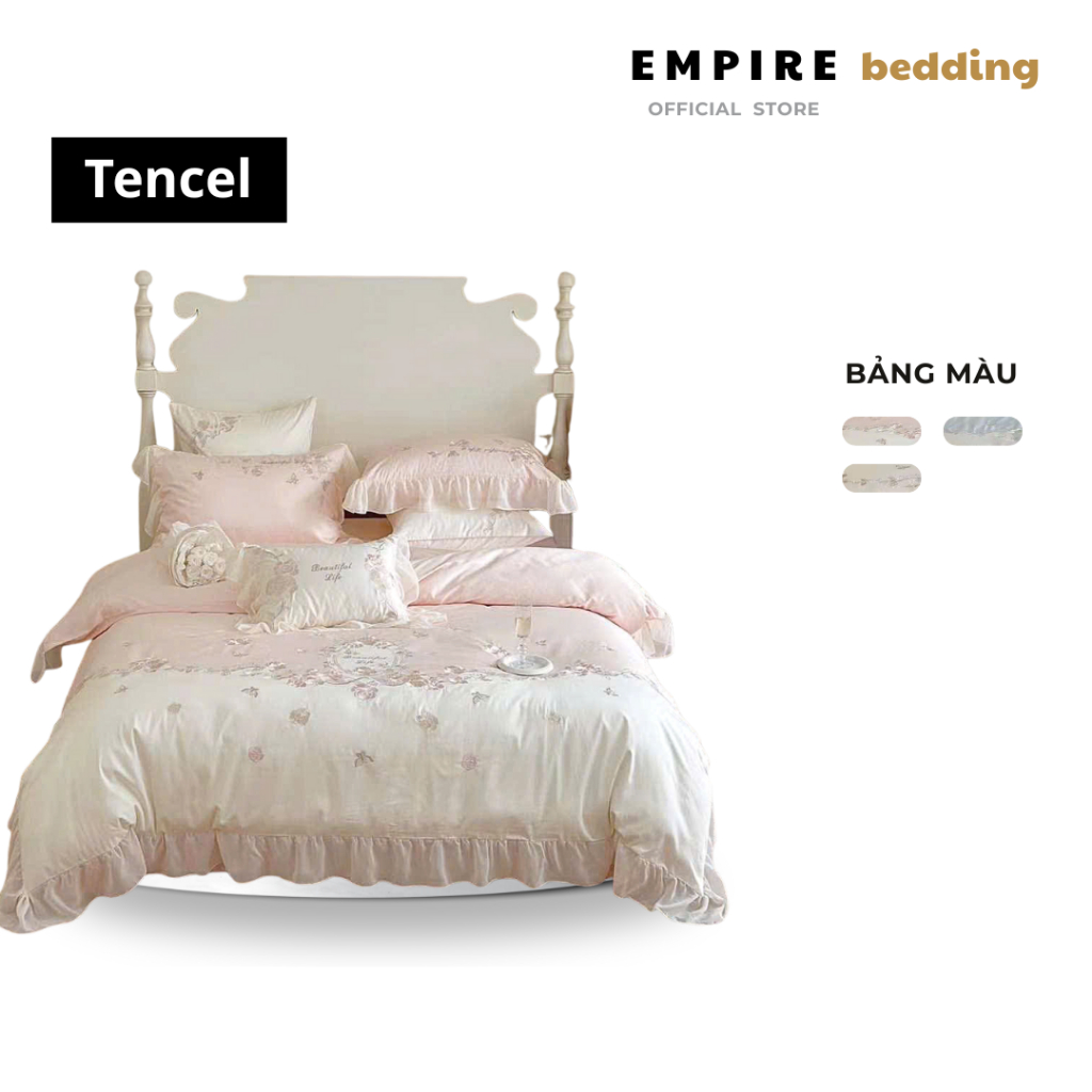 Bộ chăn ga gối đệm tencel công chúa 100s EMPIRE cao cấp chăn chần bông - EMPIRE | Bedding & Decor