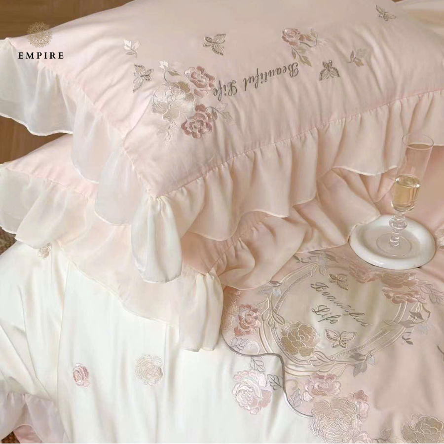Bộ chăn ga gối đệm tencel công chúa 100s EMPIRE cao cấp chăn chần bông - EMPIRE | Bedding & Decor