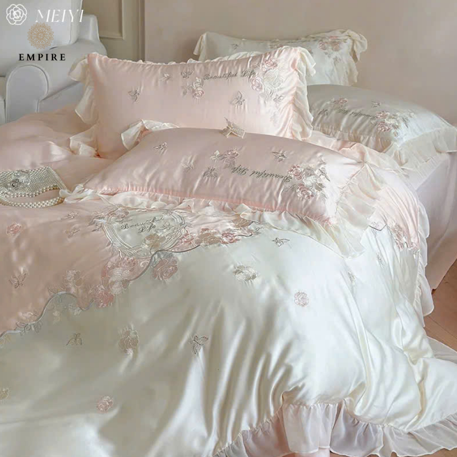 Bộ chăn ga gối đệm tencel công chúa 100s EMPIRE cao cấp chăn chần bông - EMPIRE | Bedding & Decor