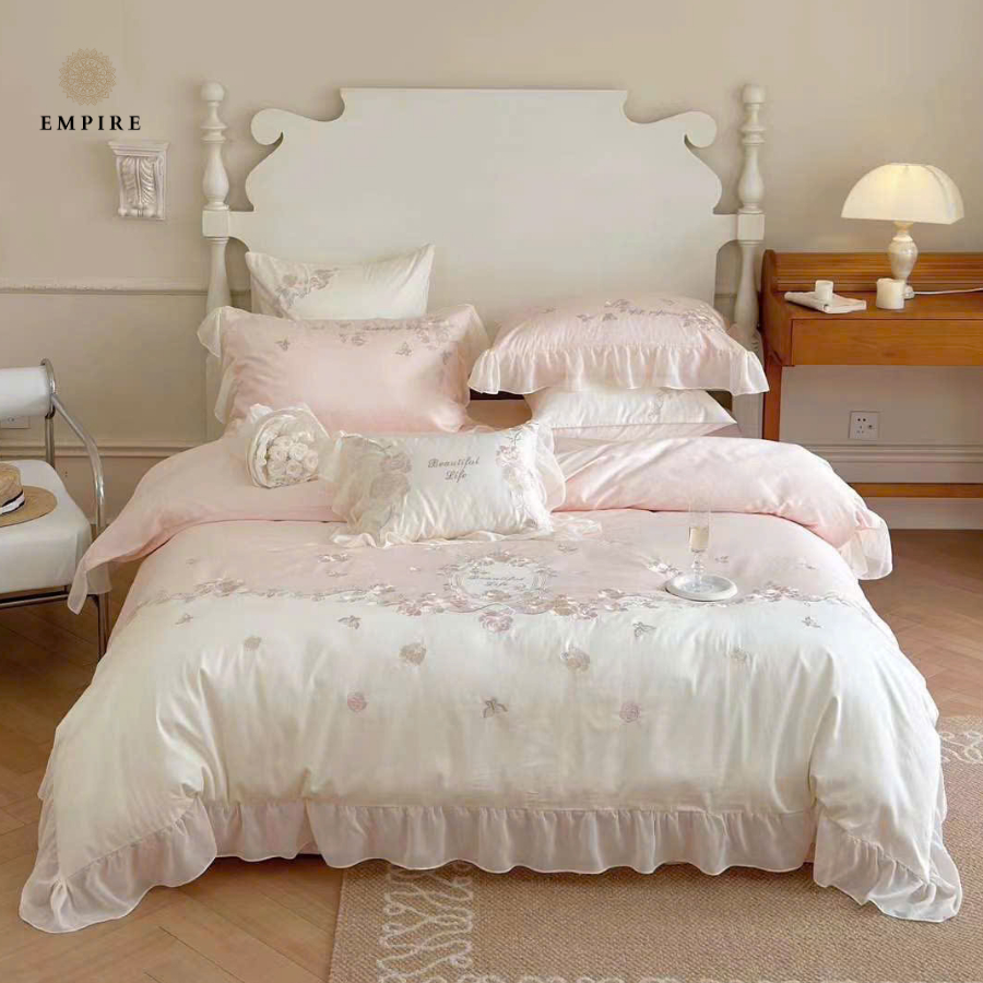 Bộ chăn ga gối đệm tencel công chúa 100s EMPIRE cao cấp chăn chần bông - EMPIRE | Bedding & Decor