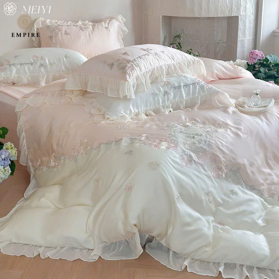 Bộ chăn ga gối đệm tencel công chúa 100s EMPIRE cao cấp chăn chần bông - EMPIRE | Bedding & Decor