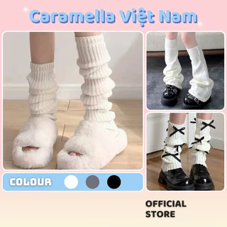 [HÀNG LOẠI 1] Tất Vớ Ống Chân Len Caramella Dệt Kim Cao Cấp Dày Dặn Tất Cao Cổ Giữ Ấm Chân Phong Cách Hàn Quốc H034