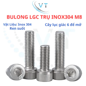 Bulong Lục Giác Chìm Đầu Trụ Inox 304 M8 (8 Ly) - Đủ Size 10mm Đến 120mm Chống Gỉ Cao Cấp