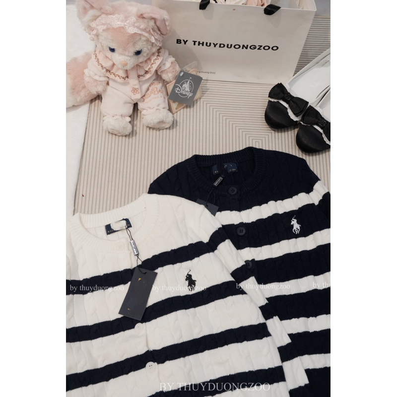 THUYDUONGZOO - ÁO LEN CARDIGAN THỪNG KẺ SỌC THÊU NGỰA QC ( CÓ SẴN )