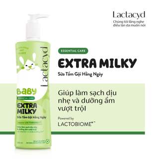 [KOL LIVESTREAM]Bộ 2 chai Sữa Tắm Gội Trẻ Em Lactacyd Baby Extra Milky Làm Sạch Dịu Nhẹ và Dưỡng Ẩm Vượt Trội 500ml/chai