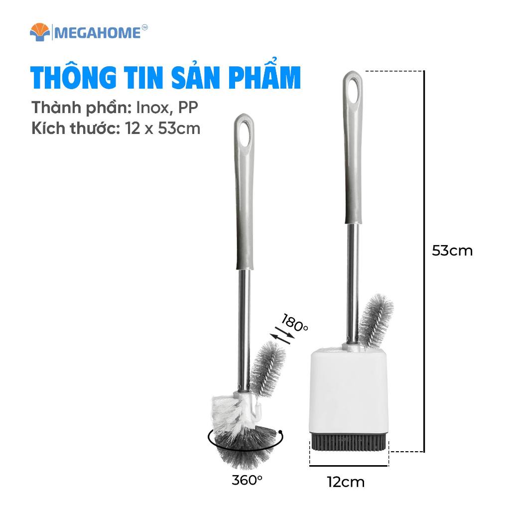 [HOẢ TỐC] Cây Cọ Chà Toilet MEGAHOME Hai Đầu Cọ Tròn Rửa Bồn Cầu, Nhà Tắm, Nhà Vệ Sinh Cán inox Hộp Đựng Kiểu Dán Tường