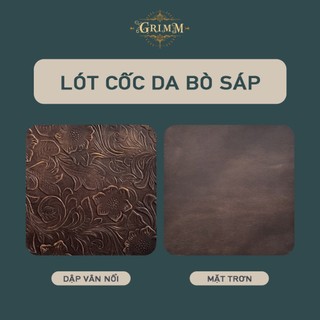 Đế Lót Ly Vuông Da Bò Thật - Kích Thước 10x10cm, 12x12cm - Chịu Nhiệt - Chống Trượt
