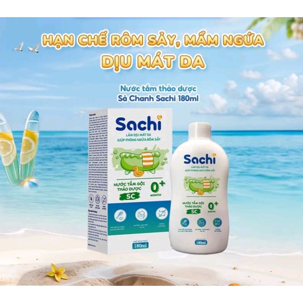 Nước Tắm Thảo Dược An Toàn Cho Bé SACHI Chai 250ml Làm Sạch Nhẹ Nhàng Diu Mát Da, Ngăn Ngừa Mảng Bám Da Đầu