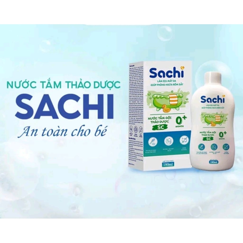 Nước Tắm Thảo Dược An Toàn Cho Bé SACHI Chai 250ml Làm Sạch Nhẹ Nhàng Diu Mát Da, Ngăn Ngừa Mảng Bám Da Đầu