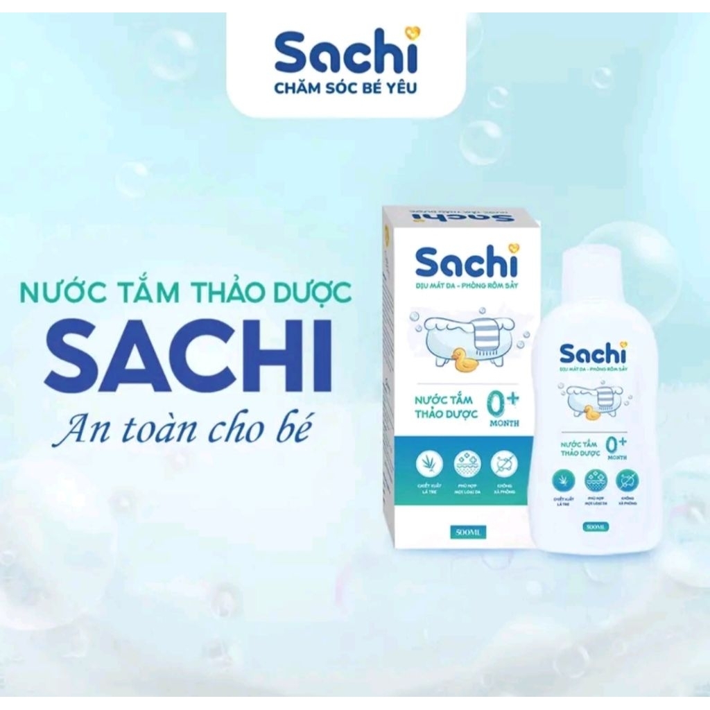 Nước Tắm Thảo Dược An Toàn Cho Bé SACHI Chai 250ml Làm Sạch Nhẹ Nhàng Diu Mát Da, Ngăn Ngừa Mảng Bám Da Đầu