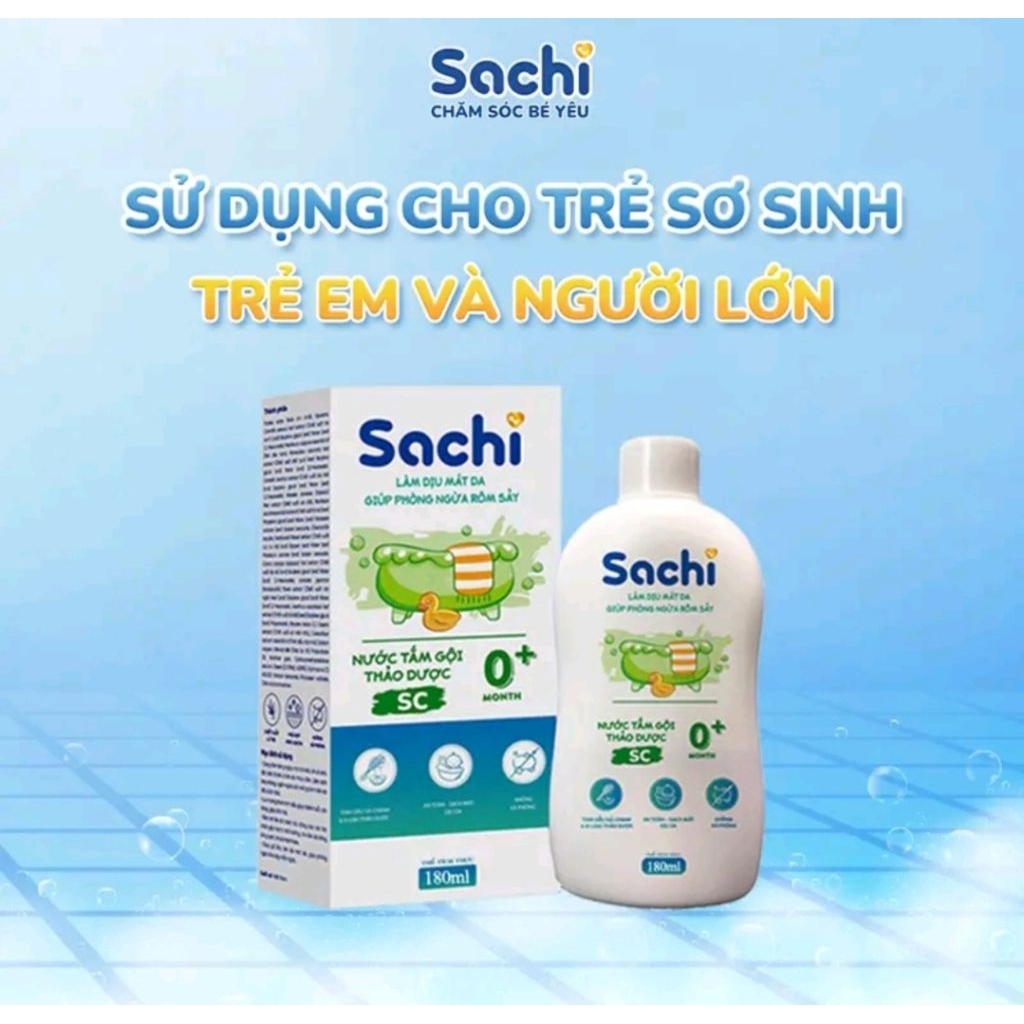 Nước Tắm Thảo Dược An Toàn Cho Bé SACHI Chai 250ml Làm Sạch Nhẹ Nhàng Diu Mát Da, Ngăn Ngừa Mảng Bám Da Đầu