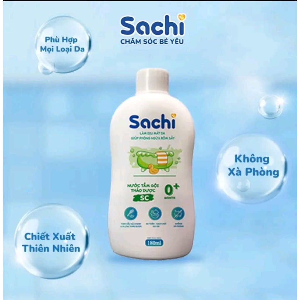 Nước Tắm Thảo Dược An Toàn Cho Bé SACHI Chai 250ml Làm Sạch Nhẹ Nhàng Diu Mát Da, Ngăn Ngừa Mảng Bám Da Đầu