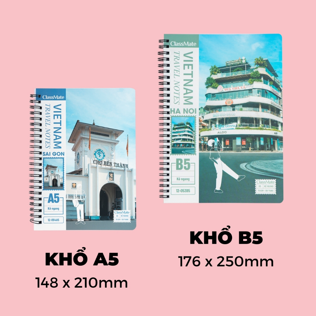 Sổ Lò Xo Travel Note 70gsm, Sổ Tay Ghi Chép Dòng Kẻ Ngang 120 Trang, Sổ B5 A5 Classmate Take Note, Plan