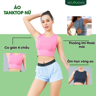 Áo Croptop Tập Gym Nữ ICADO AT10 Croptop Yoga Thắt Dây, Áo Tập Tôn Dáng, Co Giãn Tốt thegioidotap