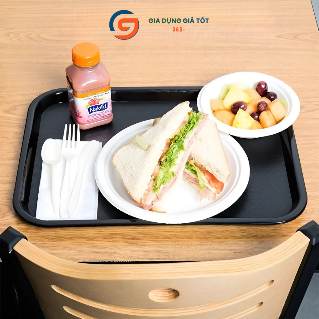 Khay nhựa chống trượt, khay đựng đồ ăn uống, khay bưng bê phục vụ bàn ăn gia đình, quán ăn, nhà hàng