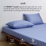Bộ ga gối 3 món Lụa Tencel Sen Đá Home Bedding cao cấp họa tiết kẻ sọc, set 2 vỏ gối, 1 ga giường bo chun 1m6 1m8 2m2 — ảnh 3