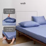 Bộ ga gối 3 món Lụa Tencel Sen Đá Home Bedding cao cấp họa tiết kẻ sọc, set 2 vỏ gối, 1 ga giường bo chun 1m6 1m8 2m2 — ảnh 6