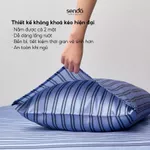 Bộ ga gối 3 món Lụa Tencel Sen Đá Home Bedding cao cấp họa tiết kẻ sọc, set 2 vỏ gối, 1 ga giường bo chun 1m6 1m8 2m2 — ảnh 7