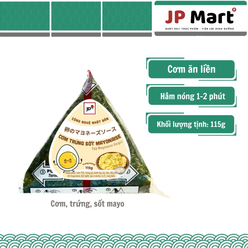 [Hoả Tốc] combo Cơm Trứng Sốt Mayo Tam Giác 115g (Bộ Lục Vị) - JP Mart
