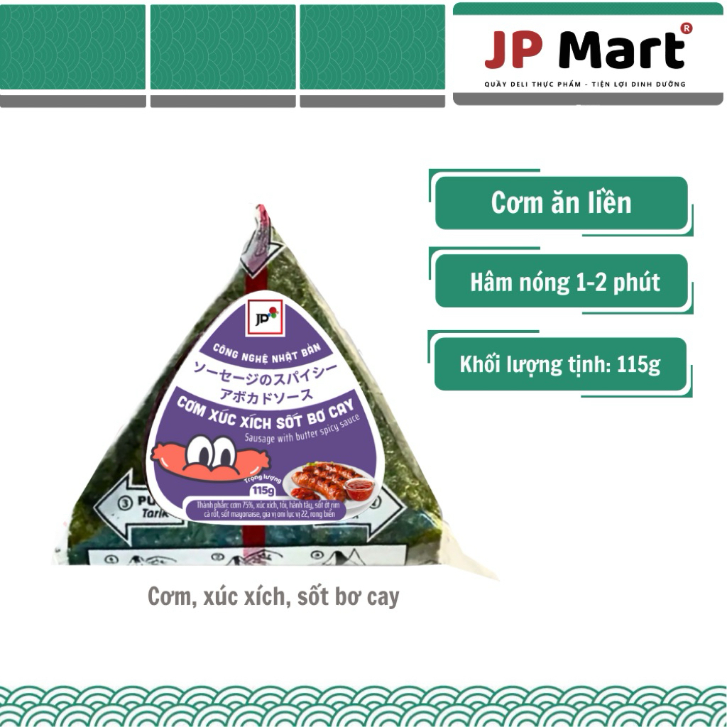 [Hoả Tốc] COMBO - Cơm Xúc Xích Sốt Bơ Cay Tam Giác 115g (Bộ Lục Vị) - JP Mart
