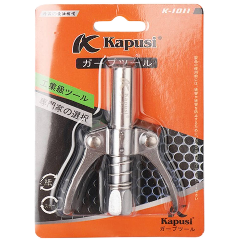 ĐẦU BƠM MỠ 2 KẸP 6 CHẤU KAPUSI K1011 – THÉP KHÔNG GỈ, BỀN BỈ, TIỆN DỤNG
