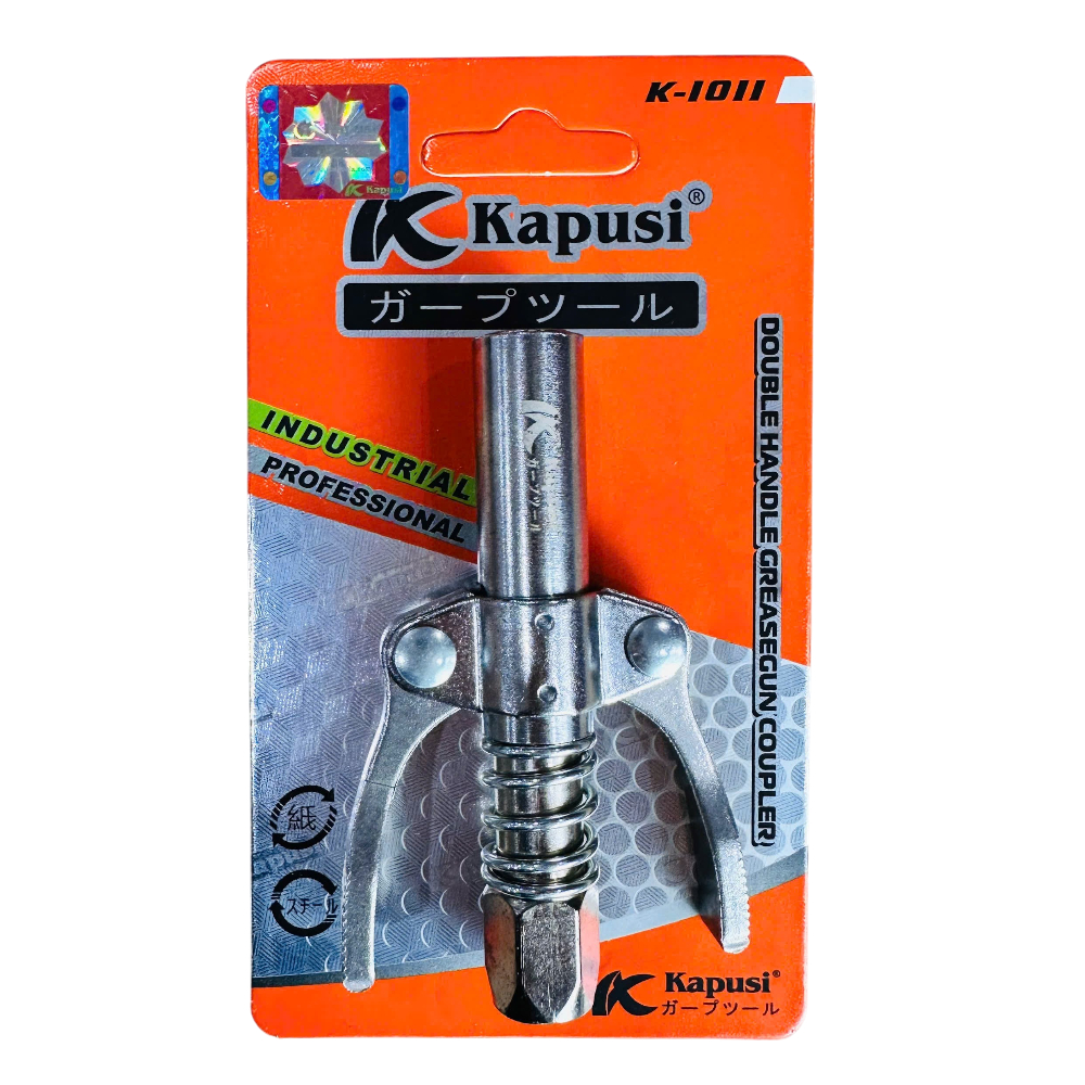 ĐẦU BƠM MỠ 2 KẸP 6 CHẤU KAPUSI K1011 – THÉP KHÔNG GỈ, BỀN BỈ, TIỆN DỤNG