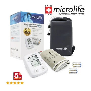 Máy Đo Huyết Áp Bắp Tay Microlife A2 Classic – Chính Hãng – Công Nghệ PAD, Bộ Nhớ 30 Lần Đo