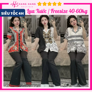 Đồ ngủ nữ 40-60kg, pijama dài cộc tay ngắn lụa xước mềm mát 60CD04, đồ bộ nữ đồ mặc nhà dễ thương sang chảnh