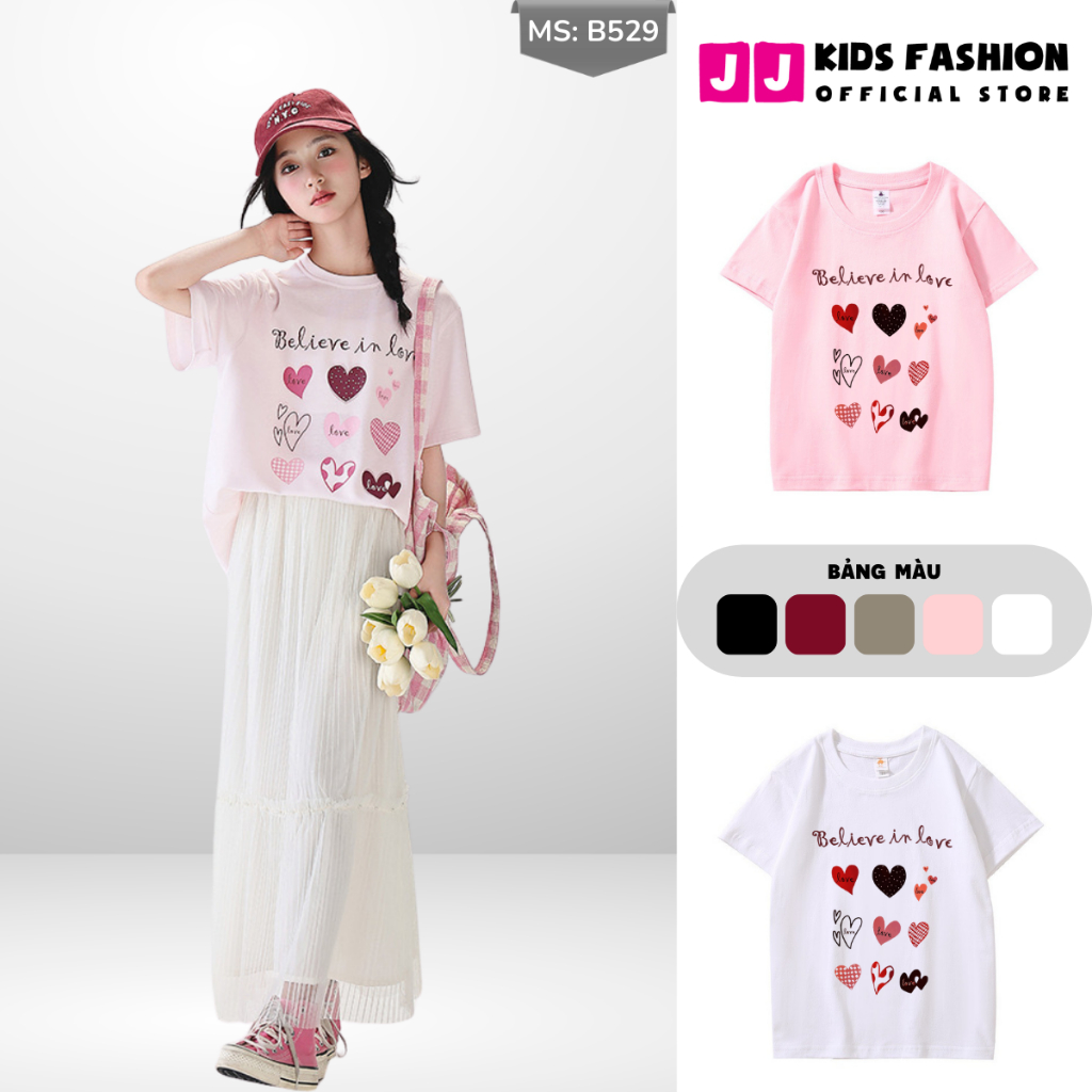 Áo Thun Ngắn Tay Cho Bé Trai, Bé Gái In Hình Năng Động, Cổ Tròn B592 | JJ Kids Fashion