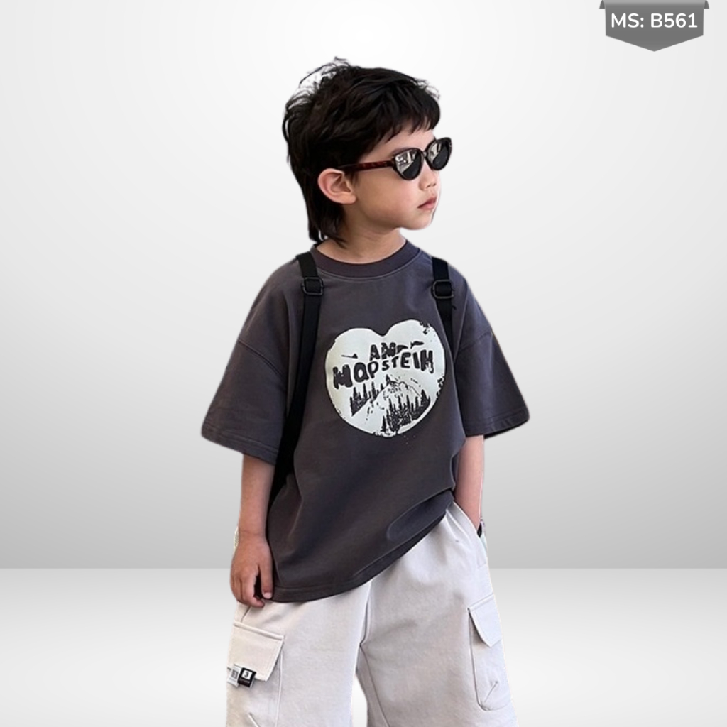 Áo Thun Ngắn Tay Mùa Hè Cho Bé Trai, Bé Gái In Hình Năng Động, Cổ Tròn B561 | JJ Kids Fashion