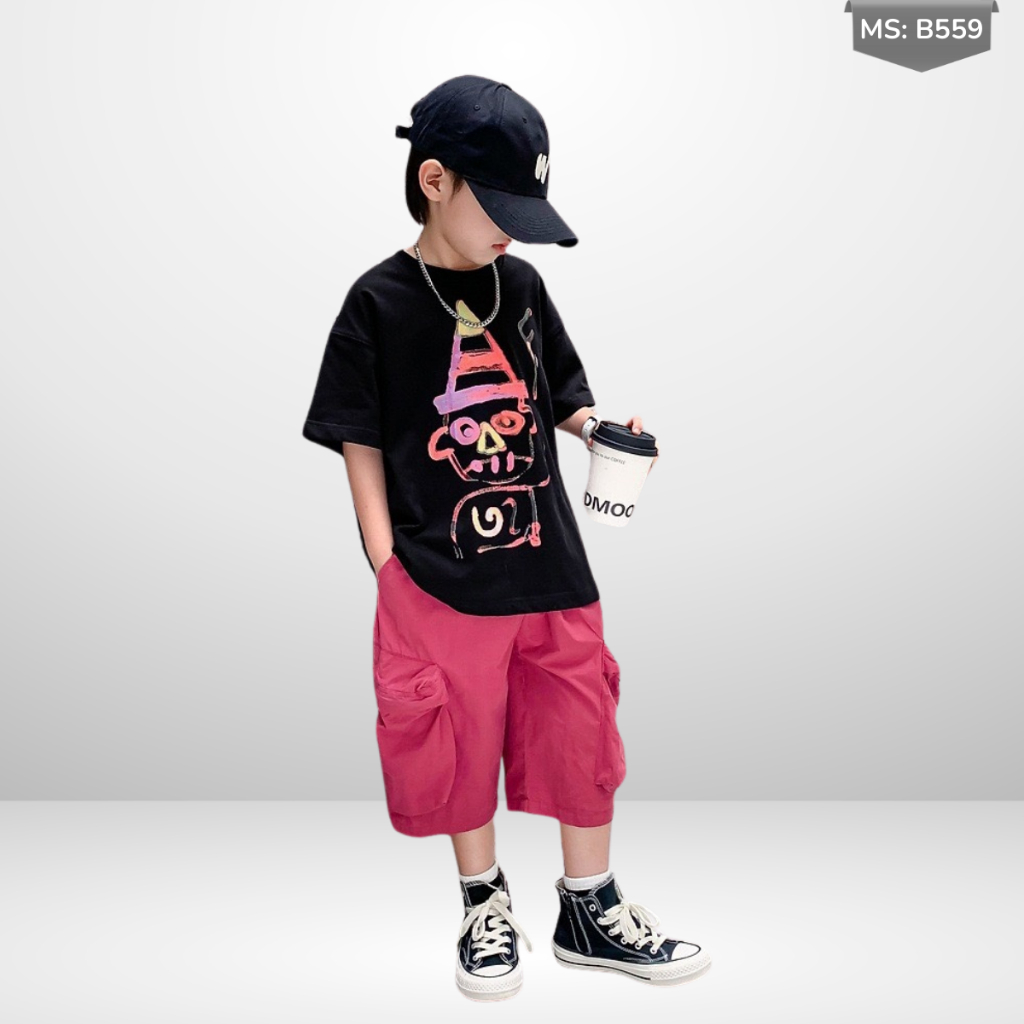 Áo Thun Ngắn Tay Mùa Hè Cho Bé Trai, Bé Gái In Hình Năng Động, Cổ Tròn B559 | JJ Kids Fashion