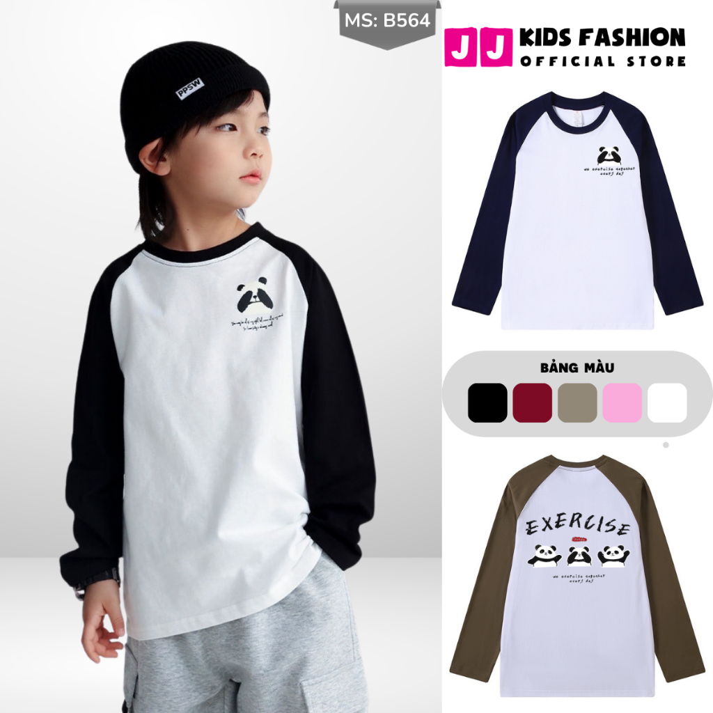 Áo Thun Dài Tay Xuân Thu Cho Bé Trai, Bé Gái In Hình Năng Động, Cổ Tròn B564 | JJ Kids Fashion