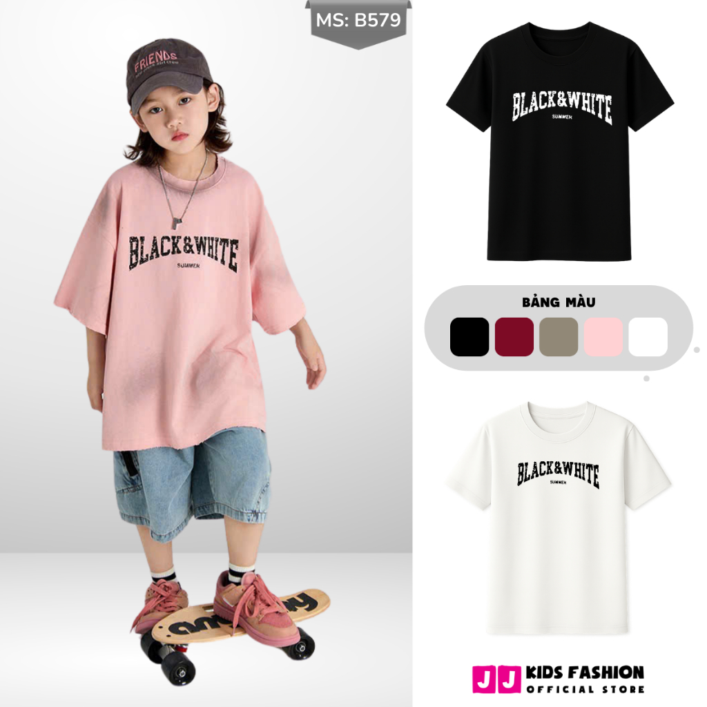Áo Thun Ngắn Tay Mùa Hè Cho Bé Trai, Bé Gái In Hình Năng Động, Cổ Tròn B579 | JJ Kids Fashion