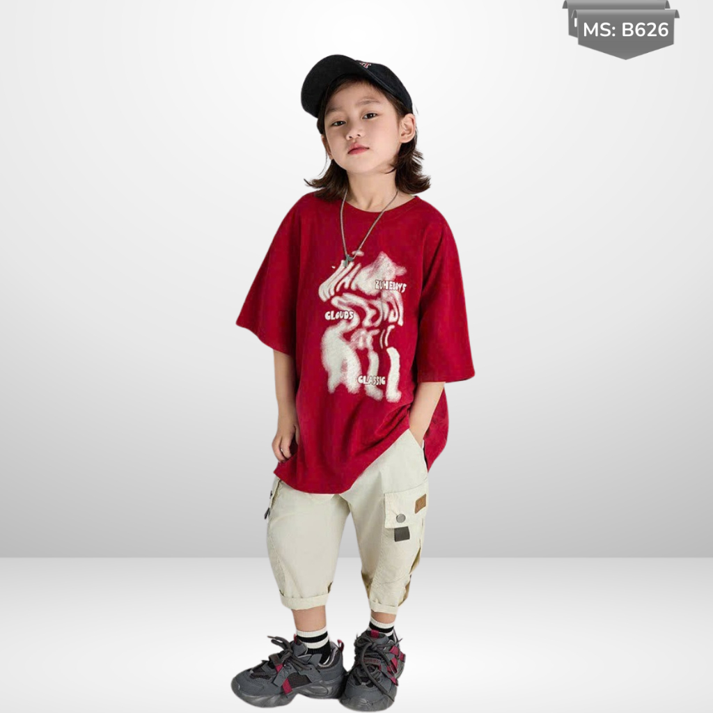 Áo Thun Ngắn Tay Mùa Hè Cho Bé Trai, Bé Gái In Hình Năng Động, Cổ Tròn B626 | JJ Kids Fashion