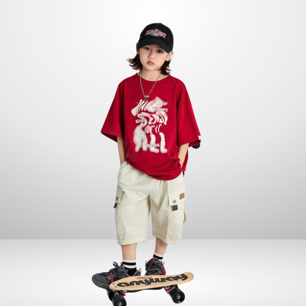 Áo Thun Ngắn Tay Mùa Hè Cho Bé Trai, Bé Gái In Hình Năng Động, Cổ Tròn B626 | JJ Kids Fashion
