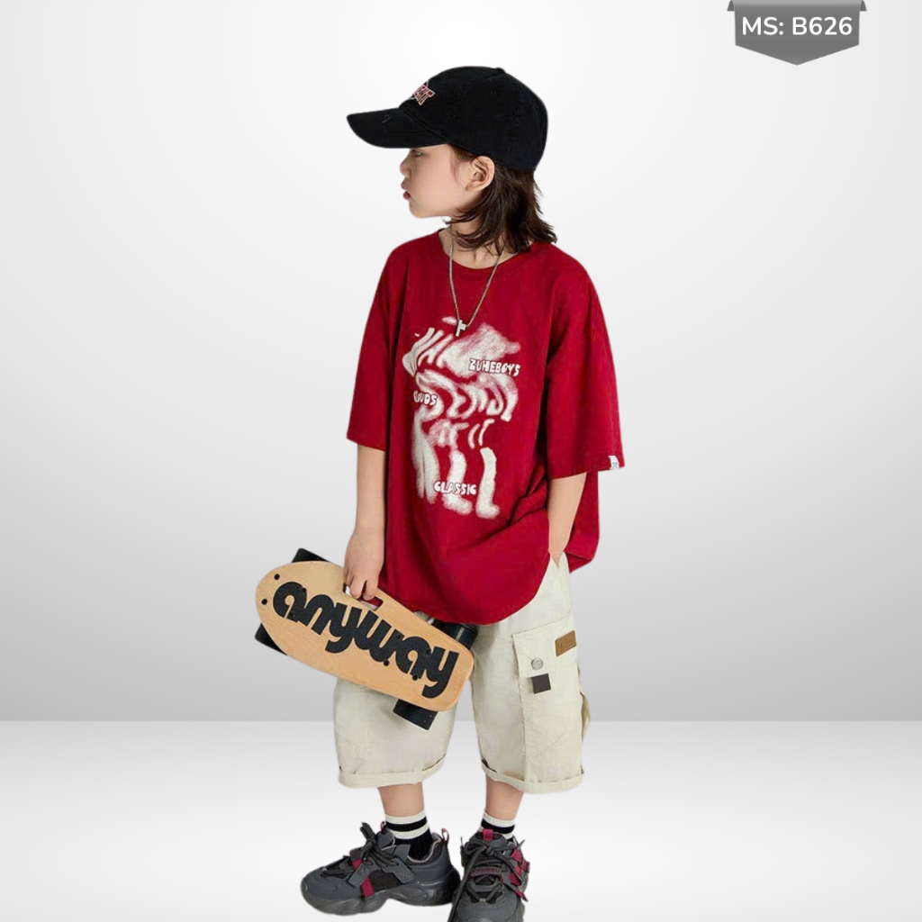 Áo Thun Ngắn Tay Mùa Hè Cho Bé Trai, Bé Gái In Hình Năng Động, Cổ Tròn B626 | JJ Kids Fashion