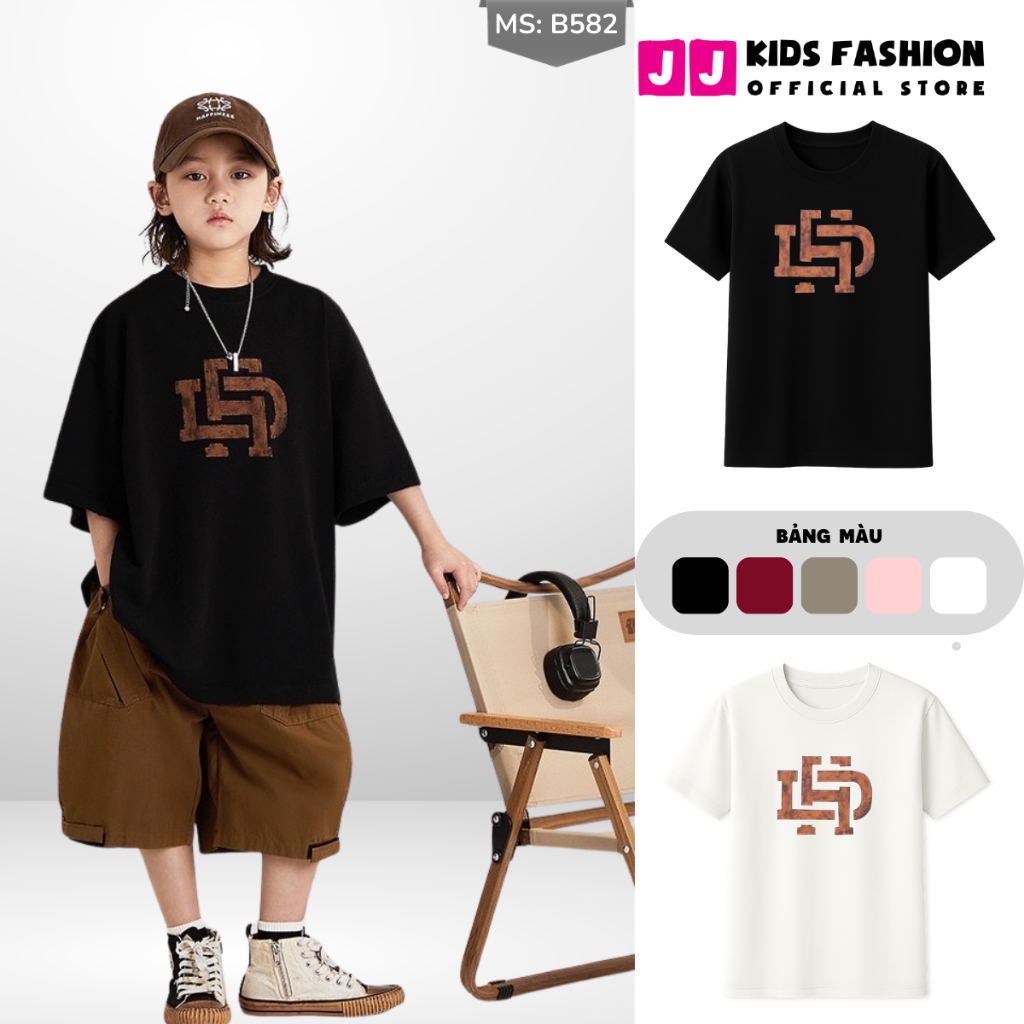 Áo Thun Ngắn Tay Mùa Hè Cho Bé Trai, Bé Gái In Hình Năng Động, Cổ Tròn B582 | JJ Kids Fashion