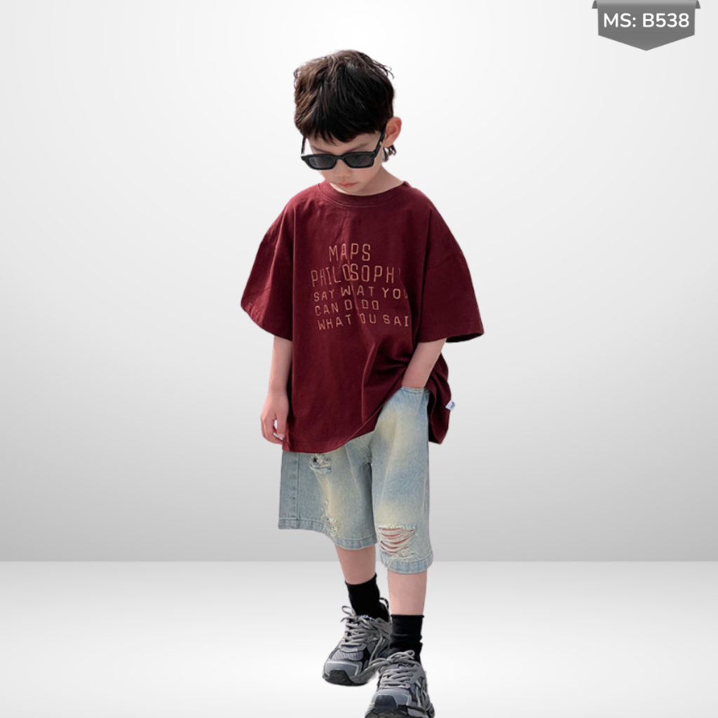 Áo Thun Ngắn Tay Mùa Hè Cho Bé Trai, Bé Gái In Hình Năng Động, Cổ Tròn B538 | JJ Kids Fashion