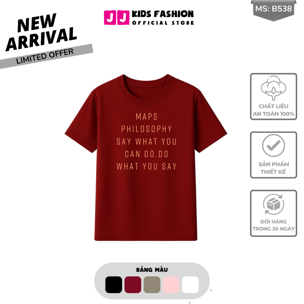 Áo Thun Ngắn Tay Mùa Hè Cho Bé Trai, Bé Gái In Hình Năng Động, Cổ Tròn B538 | JJ Kids Fashion