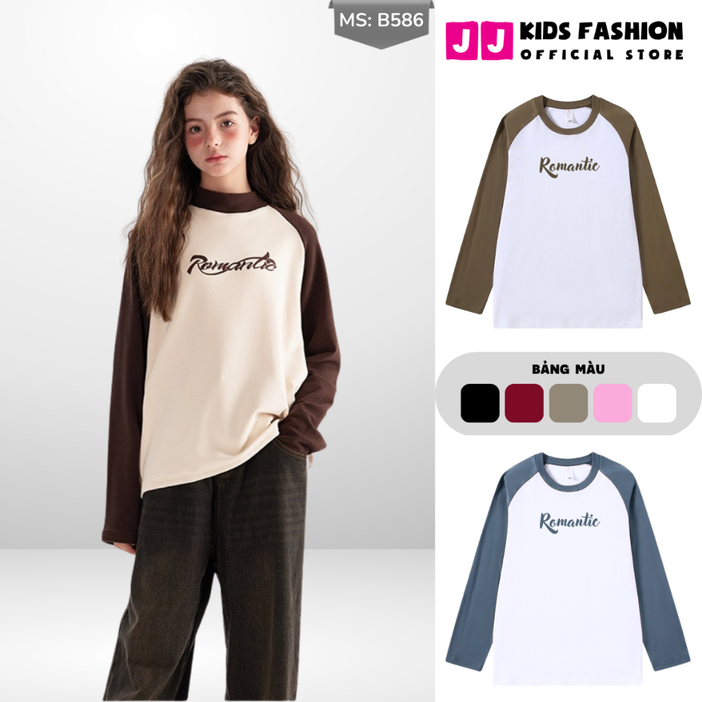 Áo Thun Dài Tay Xuân Thu Cho Bé Trai, Bé Gái In Hình Năng Động, Cổ Tròn B586 | JJ Kids Fashion