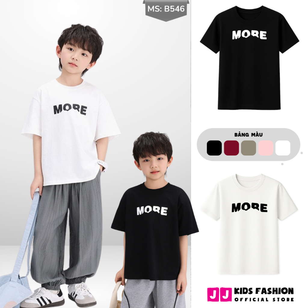 Áo Thun Ngắn Tay Mùa Hè Cho Bé Trai, Bé Gái In Hình Năng Động, Cổ Tròn B546 | JJ Kids Fashion