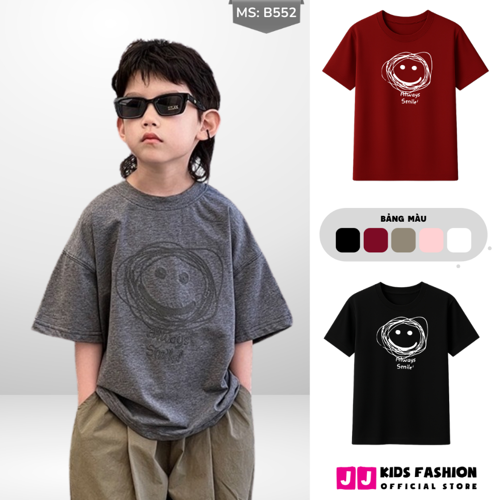 Áo Thun Ngắn Tay Mùa Hè Cho Bé Trai, Bé Gái In Hình Năng Động, Cổ Tròn B552 | JJ Kids Fashion