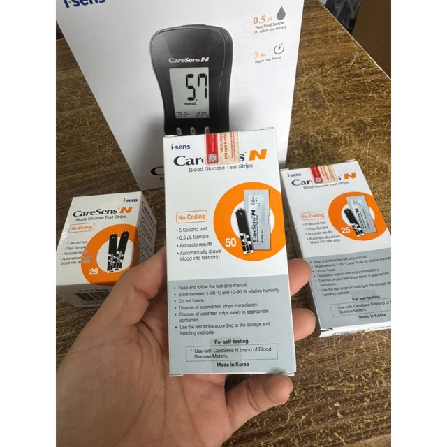 Que thử đường huyết Caresen N - Que thử tiểu đường Caresen N chính hãng Sản xuất tại Hàn Quốc