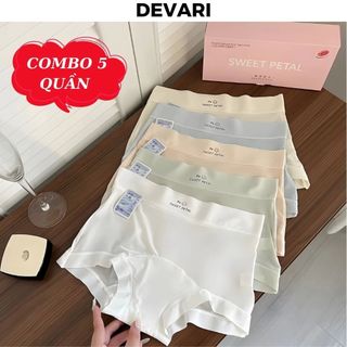 Hộp 5 quần lót nữ su cao cấp mềm mại - Quần chíp nữ đáy rộng không cộm cạp cao tôn dáng DEVARI L5422