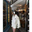 Set Bộ Raplan Thêu Hình Cổ Bẻ Dài Tay Bồng Màu Be Nữ.Bộ đồ thụng quần short áo form rộng Ulzzang