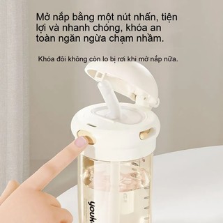 youkebei Bình tập uống nước cho bé với ống hút tiện lợi - Cốc tập hút sữa dễ thương cho bé gái đi học và vui chơi